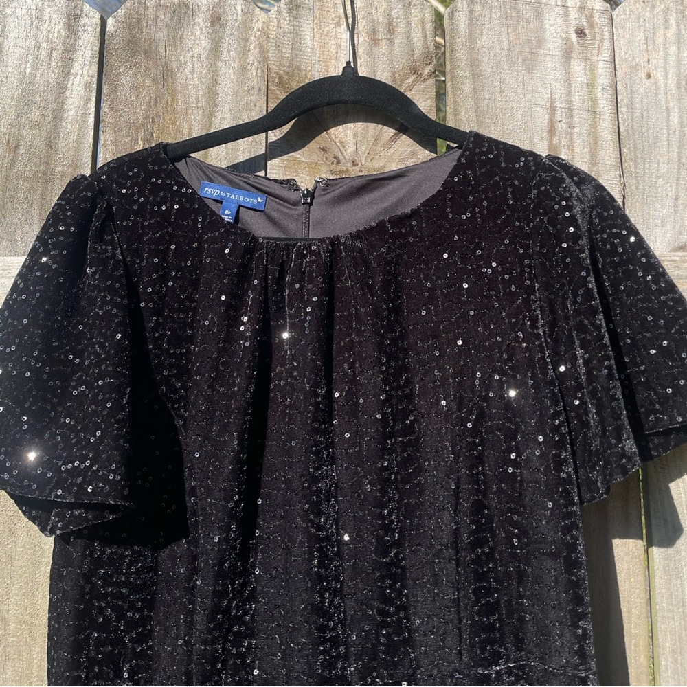 Talbots Black Metallic Sparkle Dress 6P - Picture 2 of 8